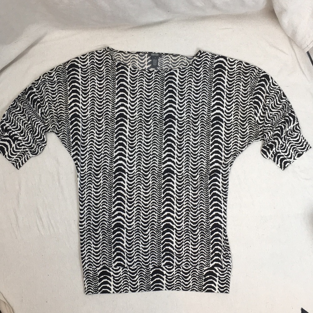Kenneth Cole Business casual Black and White Blouson Tunic Top
